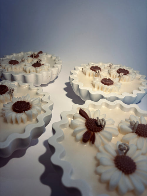 3er Blumen Duftkerze