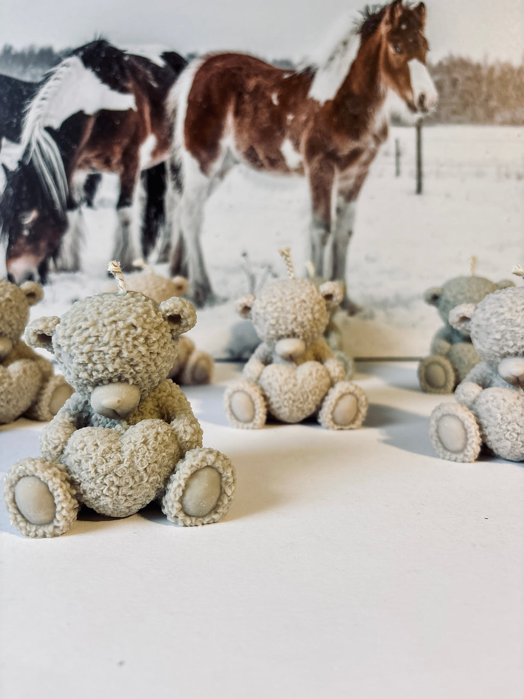 Teddybär mit Herz Kerze