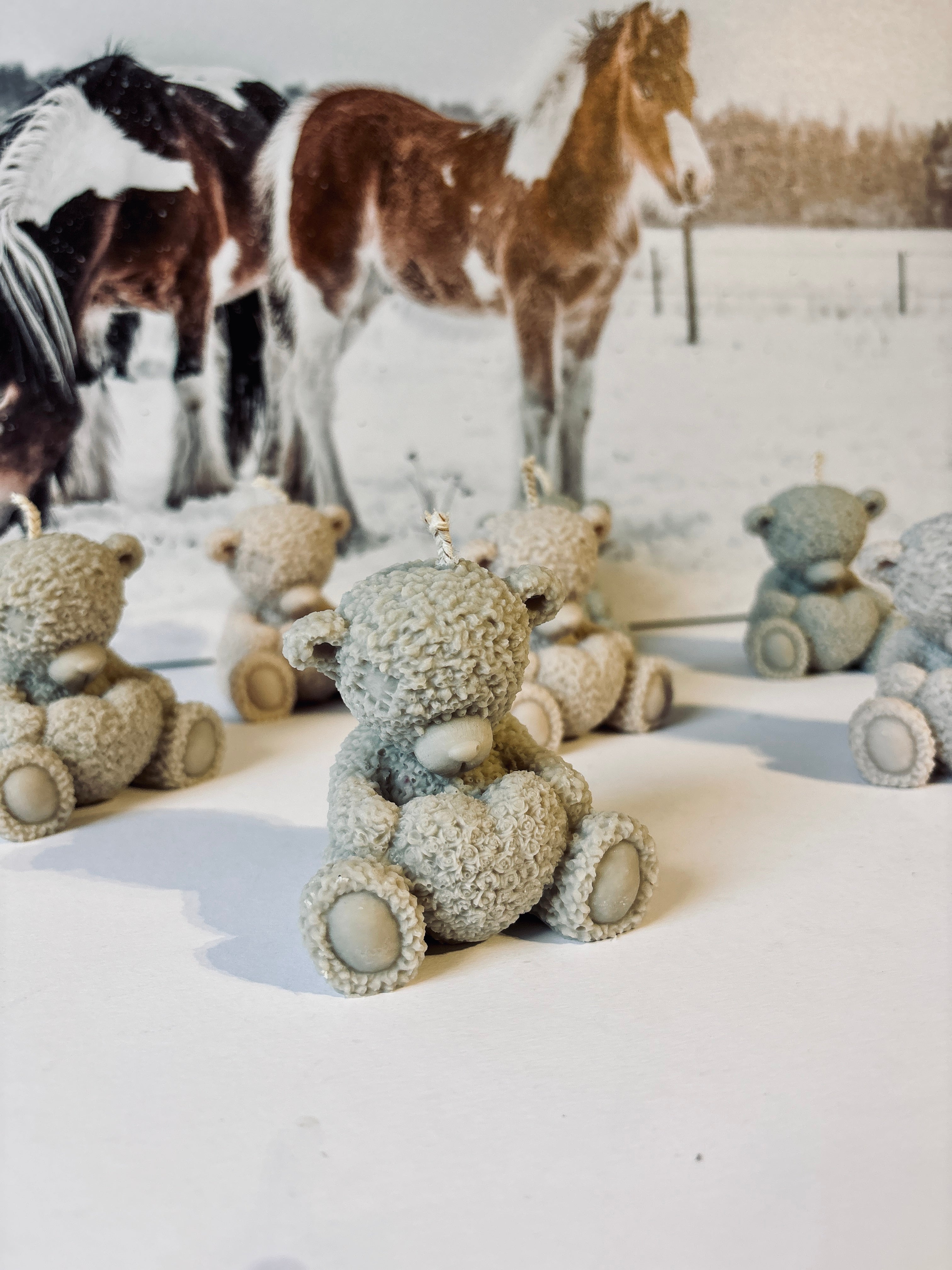 Teddybär mit Herz Kerze